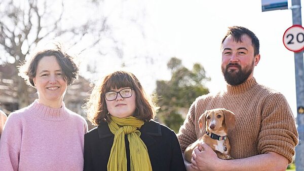 Karen, Immy, Daniel and a cute dog