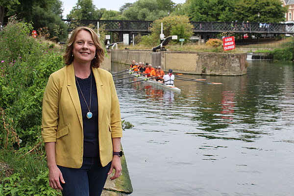 Cheney in front of the River Cam