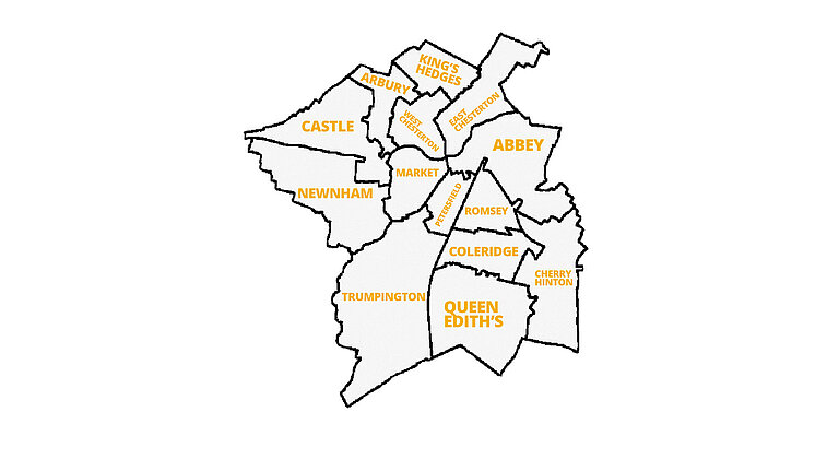 A map of the wards in the city