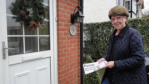 Barbara Delivering a leaflet